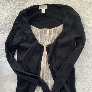 Anne Taylor Loft Button and Lace Top